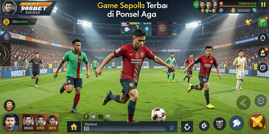 Gambaran grafis permainan sepak bola yang mendebarkan dan dinamis.