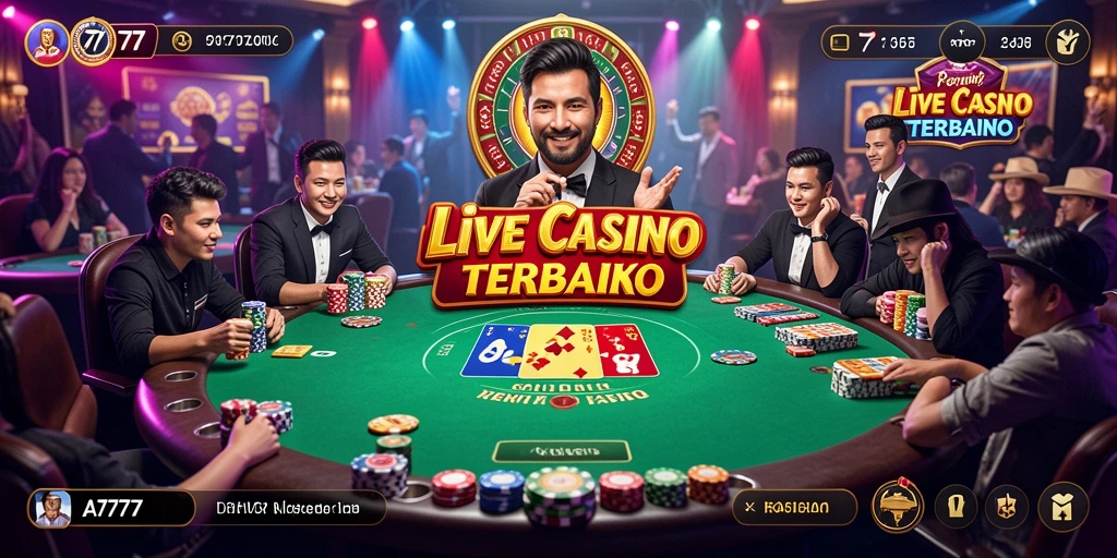 Tampilan gameplay A7777 yang realistis dengan dealer langsung.