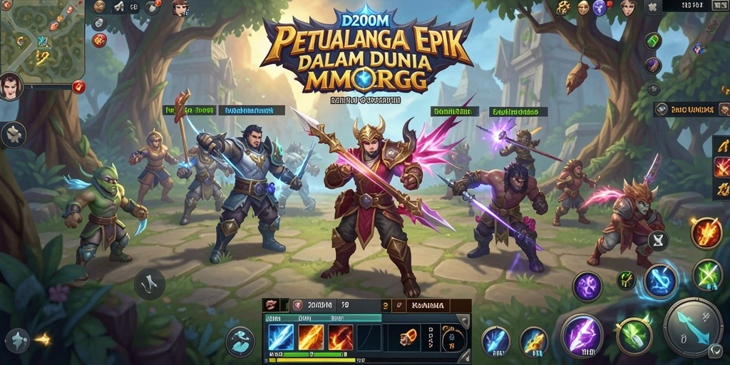 Tangkapan layar D200M yang menampilkan pertempuran epik dalam dunia MMORPG.