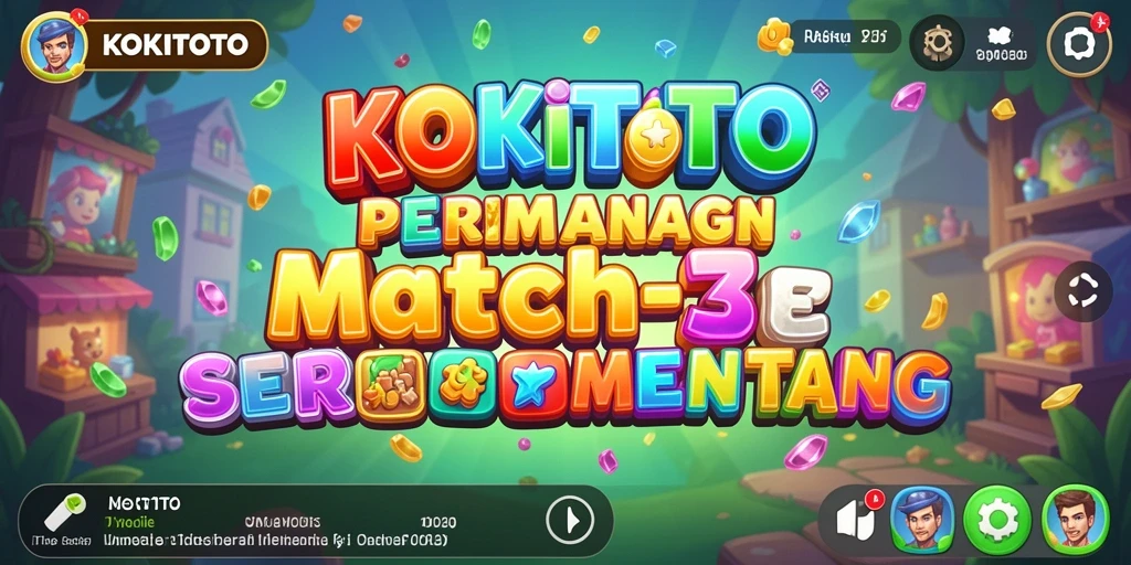 Tampilan gameplay KOKITOTO dengan elemen warna-warni yang mencolok.