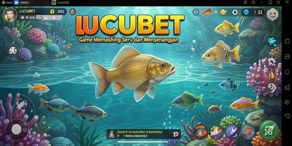 Tampilan gameplay LUCUBET yang menampilkan momen menangkap ikan.