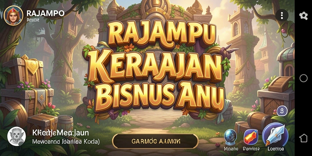 Tangkapan layar gameplay RAJAMPO yang menampilkan manajemen bisnis yang mendetail.
