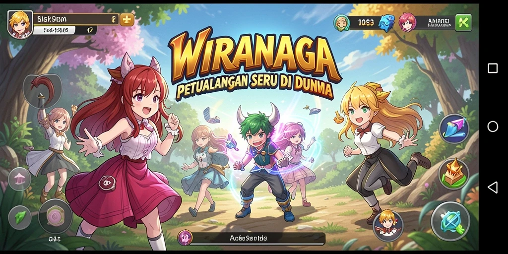 Tampilan screenshot WIRANAGA menampilkan karakter anime yang penuh aksi.