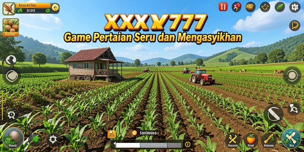 Screenshot gameplay XXX777 yang menunjukkan aktivitas bertani.